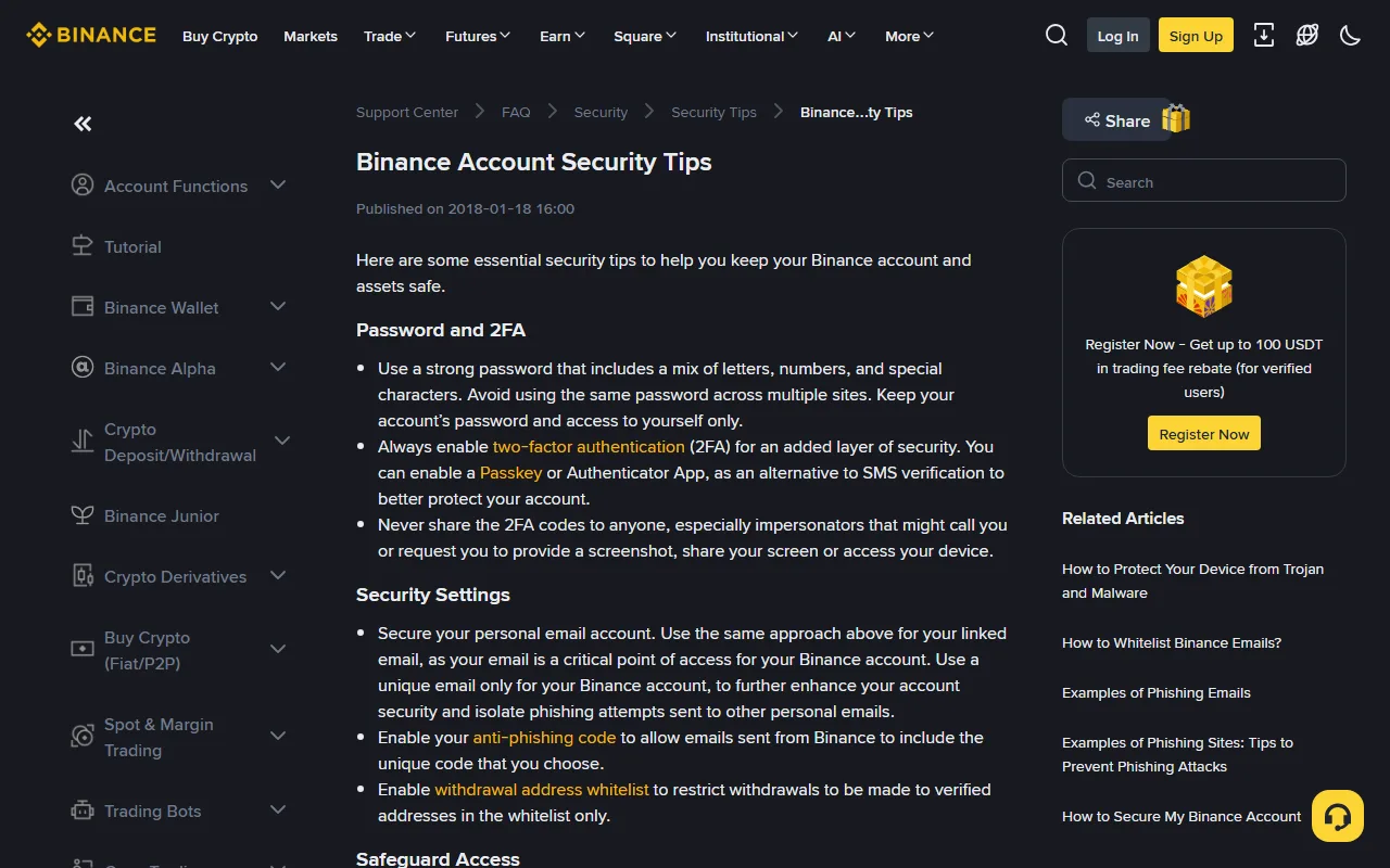 Kripto birja hisobini qanday himoya qilish kerak: 2FA, anti-phishing kod va oq ro‘yxat
